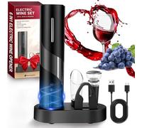 Hotec Sacacorchos eléctrico, abrebotellas automático, idea de regalo, cortador de cápsulas, cable USB, vertedor, tapón de vacío