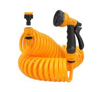 Hoteche Juego de manguera de agua de jardín - Manguera extensible en espiral de 15 m, manguera de agua de jardín EVA con 8 modos para riego de plantas, jardín y césped