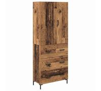 Hothingwell - Aparador alto de madera envejecida, 69,5 x 34 x 180 cm | Madera compuesta, acabado mate, Wall Mount Kit, Shelves and Hinged Doors, Living Room Storage