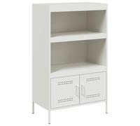 Hothingwell Buffet Top Blanco 68x39x113 cm Acero | 2 estantes, 2 compartimentos, puertas prácticas, limpieza con paño húmedo, montaje en pared incluido, estilo industrial