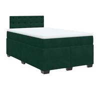 Hothingwell Cama Box Spring 140x190 cm, Colchón Terciopelo Verde Oscuro | Muelles ensacados individuales, base de listones incluida, funda extraíble lavable, soporte transpirable