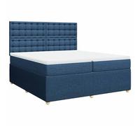 Hothingwell Cama Box Spring Azul 200x200 cm con Colchon | Cabecero Ajustable En Altura, Cubrecolchón Lavable, Base De Listones Incluida
