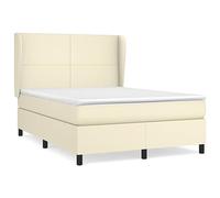 Hothingwell Cama Box Spring Colchon Cuero Sintetico 140x190 cm | Cabecero ajustable en altura, muelles ensacados, soporte dureza media, facil limpieza