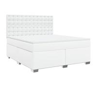 Hothingwell Cama Box Spring Colchon Cuero Sintetico Blanco 180x200 | Base de Lamas, Cabecero Ajustable, Cubrecolchon Transpirable, Facil Limpieza
