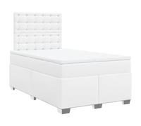 Hothingwell Cama Box Spring Colchon Muelles Ensacados 120x200 Blanco | Cabecero Ajustable, Cubrecolchón Transpirable, Base de Lamas, Cuero Sintético Resistente