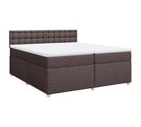 Hothingwell Cama Box Spring con Colchon 200x200 cm Marron Oscuro | Tejido Poliester Suave, Muelles Ensacados Individuales, Cubrecolchon Lavable, Somier Listones Incluido