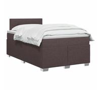 Hothingwell Cama Box Spring con Colchon Marron Oscuro 120 x 190 cm | Cabecero ajustable 78-88 cm, firmeza media, base de listones, tapizado poliester, marco madera
