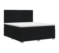 Hothingwell Cama Box Spring con Colchon Negro 180x200 cm | Cabecero ajustable 78-88 cm, colchon firmeza media, muelles ensacados, cierre cremallera, poliester y madera