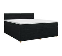 Hothingwell Cama Box Spring con Colchon Negro 180x200 cm Tela | Cabecero Ajustable 78/88 cm, Fundas Lavables, Armazon de Laminas Fijas, Facil Mantenimiento