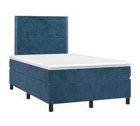 Hothingwell Cama Box Spring con Colchon Terciopelo Azul 120x190 Cm | Cabecero Ajustable, Colchon Muelles Ensacados, Soporte Medio-Duro, Protector Suave