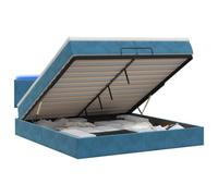 Hothingwell Cama Ottoman con colchón y LED 200x200 cm | Terciopelo azul oscuro, cabeza elevable, almacenamiento hidráulico, iluminación USB, fundas lavables