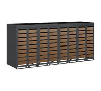 Hothingwell - Cubo de basura con ruedas para 4 cubos de acero | Organizador al aire libre, contenedores de residuos, estructura extensible, acero resistente, ventilación integrada