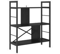 Hothingwell - Estantería de 5 niveles, 75 x 30 x 91 cm, madera de | Biblioteca industrial, marco de acero, madera de ingeniería, roble negro, diseño rectangular, salón, oficina, estudio,