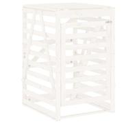 Hothingwell - Funda para basura con ruedas, color blanco y madera maciza de | Almacenamiento exterior, listones de madera ventilados, cerradura frontal, puerta y tapa, extensión disponible por separado