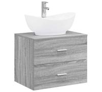 Hothingwell - Juego de muebles de baño para colgar en color gris Sonoma | Diseño de pared que ahorra espacio, almacenamiento espacioso, montaje simple para dos personas, mantenimiento con paño húmedo