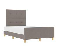 Hothingwell - Marco de cama con cabecero de cama, 120 x 200 cm, tejido | Base de listones incluida, estructura compacta, tela de color topo suave, diseño moderno, dormitorio