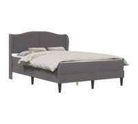 Hothingwell - Marco de cama con cabecero de cama, 140 x 200 cm, piel | Piel sintética gris, 140 x 200 cm, cabeza acolchada, patas cónicas, almacenamiento debajo de la cama, listones incluidos
