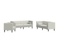 Hothingwell Set De Sofas Chesterfield 3 Piezas Terciopelo Crema | Respaldo Y Brazos Acolchados Con Botones, Cojines Incluidos, Patas Resistentes, Para Sala De Estar