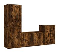 Hothingwell Set Muebles TV 4 Piezas Madera Contrachapada Roble | Montaje en pared, amplio almacenamiento, superficie lisa, resistencia a la humedad, incluye manual
