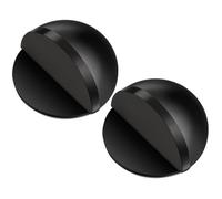 Hotop Tope de Puerta de Acero Inoxidable Pulido de Pegamento Tope Adhesivo de Puerta Ovalado Montado en Suelo Protector de Pared Media Luna Protección para Piso Vidrio(Negro,2 Piezas)