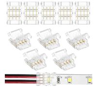 HOTUT Conectores Tiras Led, 10 PCS LED Strip Conector, 4 Pin Conector de Tira LED, 10MM Conector rápido de luz de Cinta LED, Connector 4 Pin Clip Conector Tira LED para SMD-10mm
