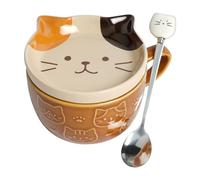 HOTUT Taza Gato Café Set Cerámica Kawaii, Juego de Tazas de Café con Tapas con Tapas y Cuchara para Mujeres, Amigos, Niños, Cumpleaños