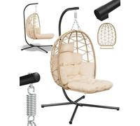 houcheyai Hamaca colgante con reposapiés, cesta colgante, silla colgante de ratán, para exterior e interior, columpio colgante, silla de huevo para jardín, terraza, habitación infantil, esquina de