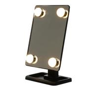 HOUDERCO Espejo de Maquillaje LED de Mesa, Espejo de Mesa Giratorio 360°, Abs, Negro, Grande, con Luces Led, para Tocadores y Cómodas de Dormitorio, para Mujer