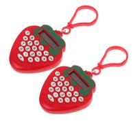 HOUDERCO Mini Calculadora de Bolsillo con Diseño de Llavero y Forma de Fresa, Portátil y Compacta de Abs para Estudiantes y Actividades Escolares, Pack de 2 Piezas