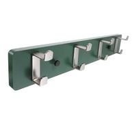 HOUDERCO Perchero de Madera Maciza 4 Ganchos Verdes para Pared | Bambú y Aleación de Zinc, Diseño Vintage Moderno, Organización de Entrada y Garaje
