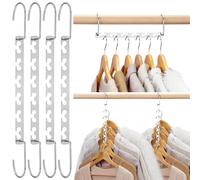 HOUSE DAY Perchas para ahorrar espacio para ropa, paquete de 4, organizador de perchas resistentes | Capacidad de 30 libras | Percha mágica de metal, múltiples perchas resistentes, organizadores de