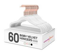 House Day Velvet Baby Hangers for Closet, Kids Hangers Velvet 60 Pack, Non Slip Toddler Hangers 11.8 Inch, Durable Childrens Hangers Newborn Hangers for Baby Clothes- White