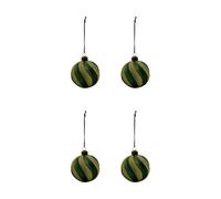 House Doctor Bola de Navidad Swirl. pack de 4 Verde-dorado