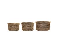 House Doctor Set de 3 cestas bajas de almacenamiento Dungi Negro-natural