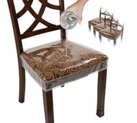 Houseables 4 Fundas de plástico para Asientos de sillas, para sillas de Comedor, de Vinilo, Transparentes, Impermeables, para cojín, Gatos, niños, Mesa de Cocina, para Asientos de 40,6-45,7 cm