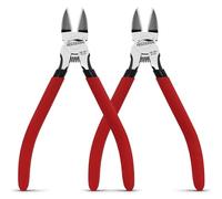 HOUSERAN Alicates de Corte,152mm, 2 Piezas, Cortador Alambre, Alicates de Corte Lateral, Cortador Lateral Con Resorte, Alicates Joyeria, para Joyería, Flores Artificiales, Artesanía, Rojo