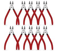 HOUSERAN - Juego de 10 cortadores de alambre, cortadores de alambre de 6 pulgadas, mango rojo antideslizante, cortador lateral, con resorte, cortador empotrado para flores artificiales, manualidades