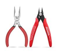 HOUSERAN Juego de 2 Alicates Mini, Cortador de Corte Recto Micro de 5 Pulgadas y Alicates de Punta Fina, Cortadores de Alambre con Resorte para Joyería, Electrónica, Modelismo, Bridas