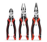 HOUSERAN Juego de 3 Alicates: Universal 210mm, Corte Diagonal 190mm y de Punta 210mm