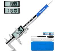 Housolution Calibrador Digital, Calibrador de 6" con Pantalla LCD Grande, Cambio entre Pulgadas/MM, 4 Modos de Medición, Micrómetro de Acero Inoxidable con Pantalla Antisalpicaduras para Carpinteros