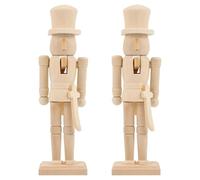 Housoutil 2 Figuras de Soldados Cascanueces de Madera sin Terminar para Navidad