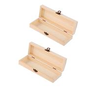 Housoutil 2 Piezas Estuche De Madera para Bolígrafos Caja De Almacenamiento De Lápices De Madera Maciza Estuche para Estudiantes para Organizar El Estudio o Aula Unidades