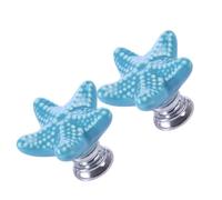 Housoutil 2piezas Pomos de Cerámica para Armarios y Tiradores Decorativos Azules Mango Cómodo y Seguro para Cocina y Muebles del Hogar