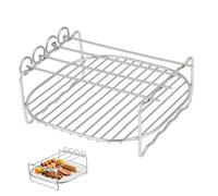 Housoutil 4 Pinchos Rejilla Rectangular de Acero Inoxidable Accesorio Multiusos para Freidora de Aire Doble Capa para Barbacoa y Cocina al Aire Libre