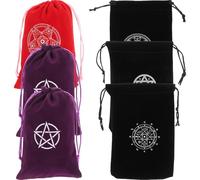 Housoutil Bolsa Cordón para Cartas de Tarot 6 Unidades de Tela Pelusa, Bolsa de Almacenamiento para Baraja de Tarot y Joyería Pequeña, Soporte Portátil Adecuado para Regalos y Viajes