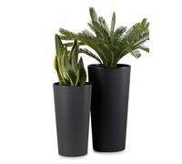 HowHomely 2X Maceta Grande con Inserto para Planta | Maceta Grande Negra de Plástico para Decoración de Salón o Jardín | Set de 2 Cubre Macetas (30xh57cm & 25xh46cm)