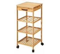 HOWHOMELY | Carro de cocina - Carro con ruedas - 30 x 73 cm - beige - de bambú - Carro de servicio - con ruedas - con cajón
