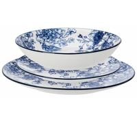 HowHomely | Essservice - Juego de platos - 18 piezas - de porcelana - azul - blanco - Platos principales - Platos de sopa - con motivos florales - Decorativo