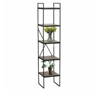 HowHomely Estantería de pie de metal negro de 5 niveles de altura para loft industrial, salón, pasillo, moderna, estrecha, estable