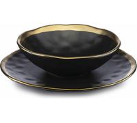 HowHomely, juego de mesa para 4 personas, color verde y dorado, marca Esteller, ideal para fiestas